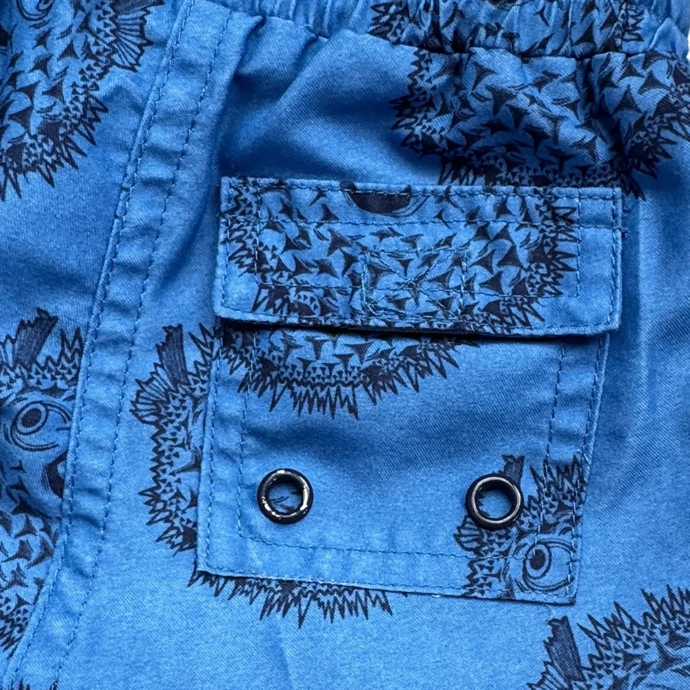 NWOT Swim Trunks EGG by Susan Lazar Bathing Suit Ocean Blue Puffer Fish 3/6 m